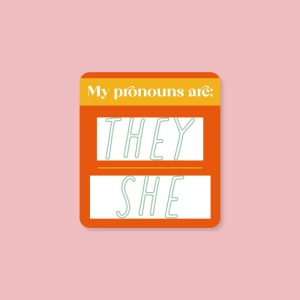 They/She Pronoun sticker