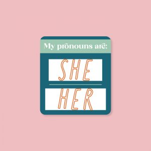she/her pronoun sticker